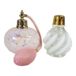 Vintage‎ Pink Atomizer Perfume Bottle and White Swirl Broken As is